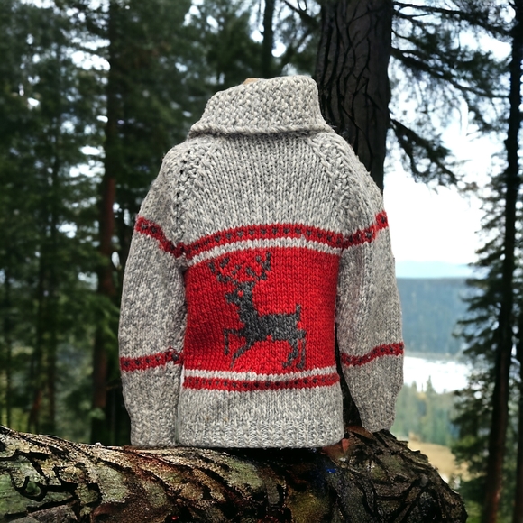 Handmade reindeer sweater 100% wool - Picture 2 of 2